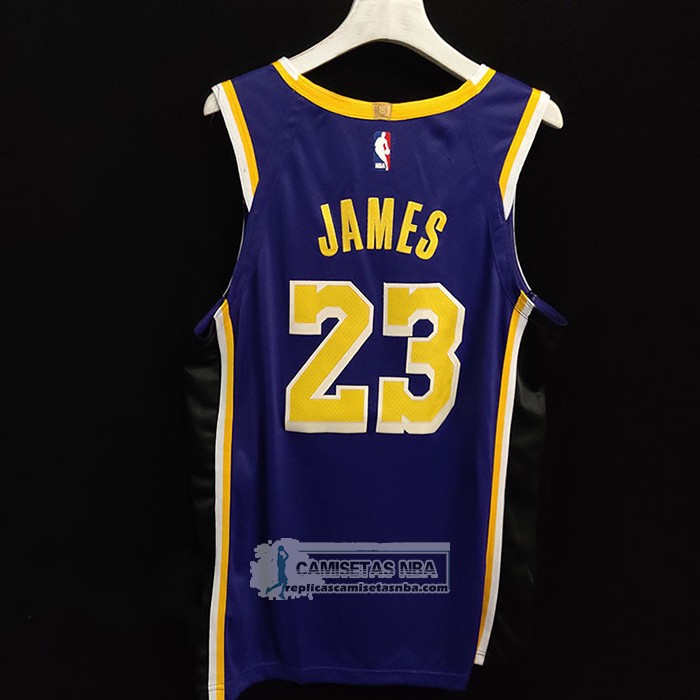 Camiseta Los Angeles Lakers LeBron James NO 23 Statement Autentico Violeta